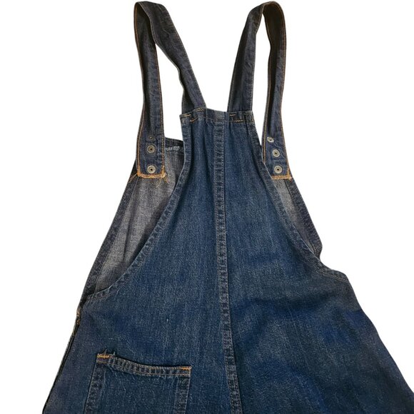 Small? Vintage 80s Blue Denim Jumper Dress with Adjustable Straps and Pockets - Picture 7 of 11